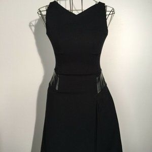 RALPH LAUREN Black Ponte Dress w/ Faux Leather Trim NWT